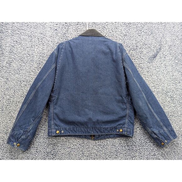VTG Carhartt Detroit Denim Trucker Jacket Quilt Lined Size M Full Zip Distressed - Picture 3 of 16